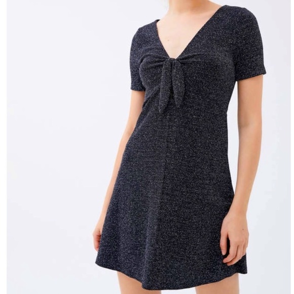 Urban Outfitters Sparkly Tie Front Mini Dress - Picture 1 of 10